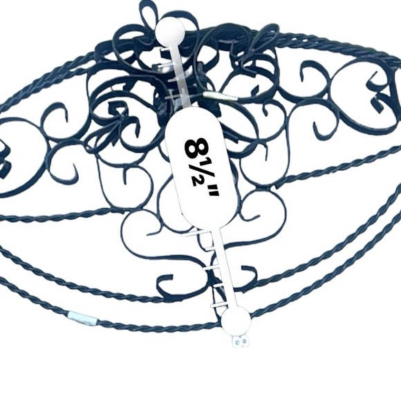 Vintage MCM Wrought Iron Scroll Metal Pedestal Fruit Bowl Basket Centerpiece - Picture 9 of 10